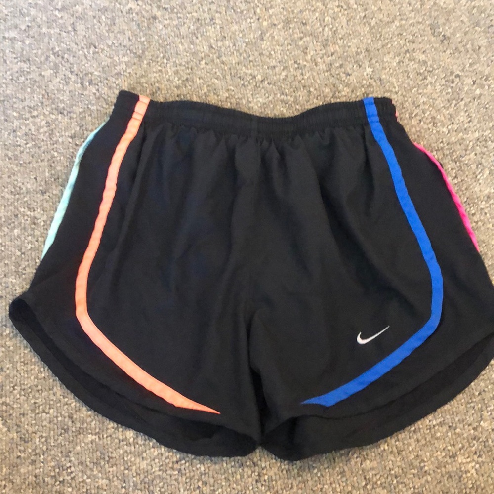 Black, blue, orange, green, and pink xs Nike short